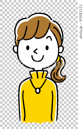 タートルネックの若い女性のイラスト素材