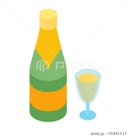 Champagne and glass isometric icon 45891517