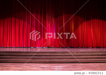 Stage wood and red curtains. 45892311