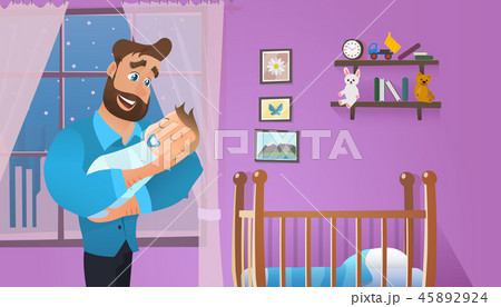 Vector Cartoon Illustration Concept Happy Father Vector Cartoon Illustration Concept Happy Father 45892924