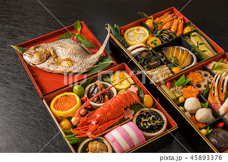 一般的なおせち料理 General Japanese New Year Dishes Osechi の写真素材