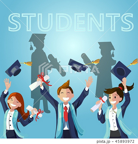 Vector Concept Illustration Cartoon Happy Students 45893972