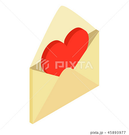Envelope with valentine heart isometric 3d icon 45893977