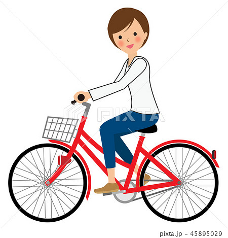 自転車の女性のイラスト素材