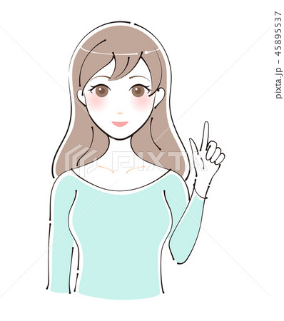 人差し指を立てる女性のイラストのイラスト素材