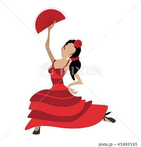 Flamenco Dancer Girl Cartoon Iconのイラスト素材