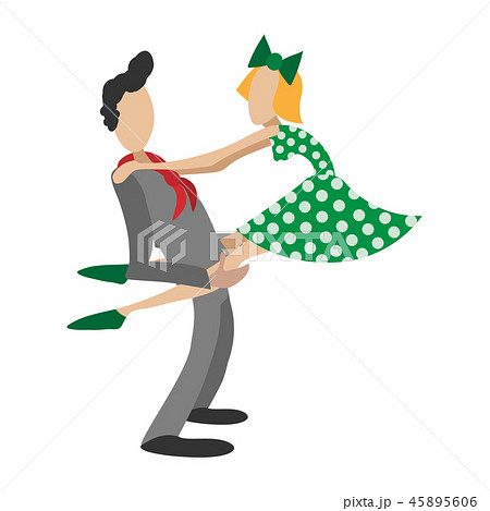 Couple dancing rocknroll cartoon illustration 45895606