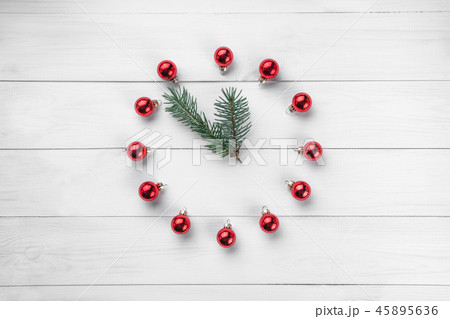 Clock in the Christmas style, round frame Clock in the Christmas style, round frame 45895636