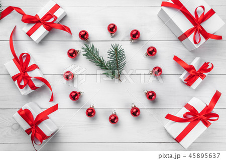 Clock in the Christmas style, round frame Clock in the Christmas style, round frame 45895637