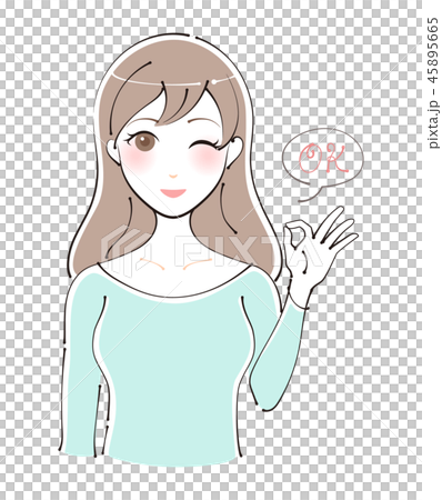 Illustration set of women doing ok sign (OK) 45895665