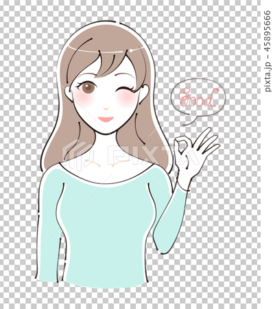 Illustration of a woman who makes an ok sign (good) Illustration of a woman who makes an ok sign (good) 45895666