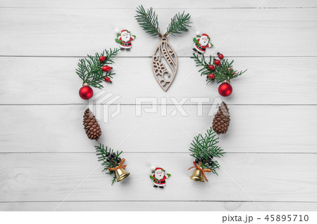 Christmas winter wreath, round frame . Christmas Christmas winter wreath, round frame . Christmas 45895710