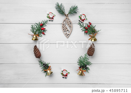 Christmas winter wreath, round frame . Christmas Christmas winter wreath, round frame . Christmas 45895711