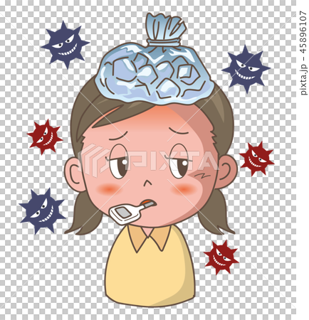 Symptoms of flu and cold <girl> 45896107
