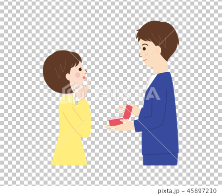 人物素材-指輪をわたす男性と笑顔の女性 45897210
