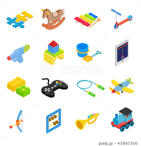 Toys isometric 3d icons set 45897300