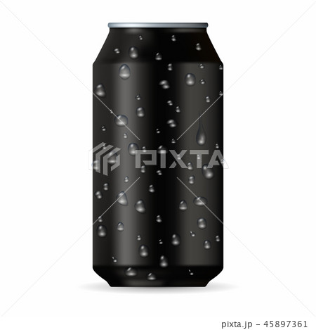 Realistic black aluminum can with drops Realistic black aluminum can with drops 45897361