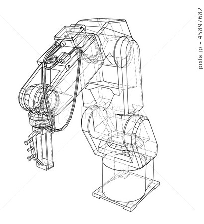 3D outline Robotic arm. Vector rendering of 3d 45897682