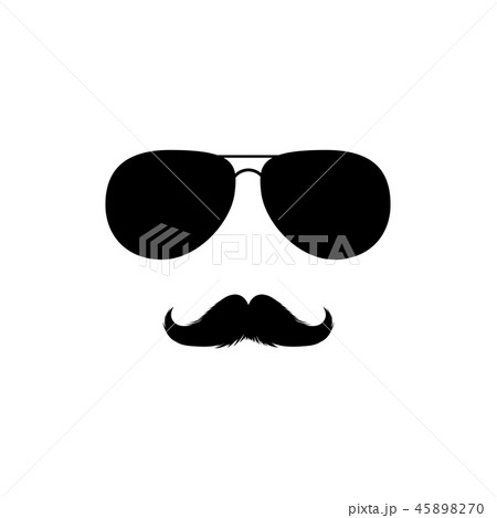 Moustaches and Sunglasses Clipart. Black Isolated Vector Silhouette 45898270