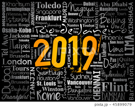 2019 travel cities word cloud collage 45899079