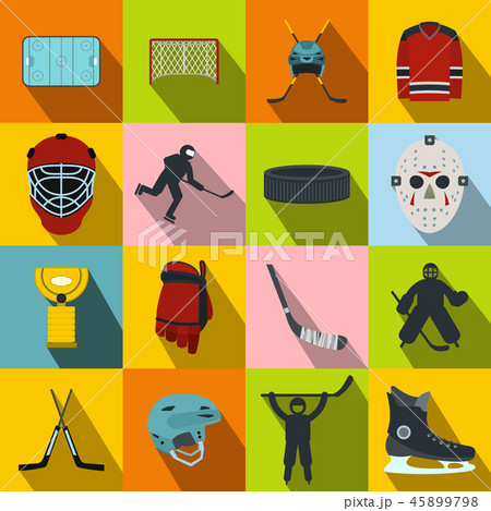 Hockey flat icons set 45899798