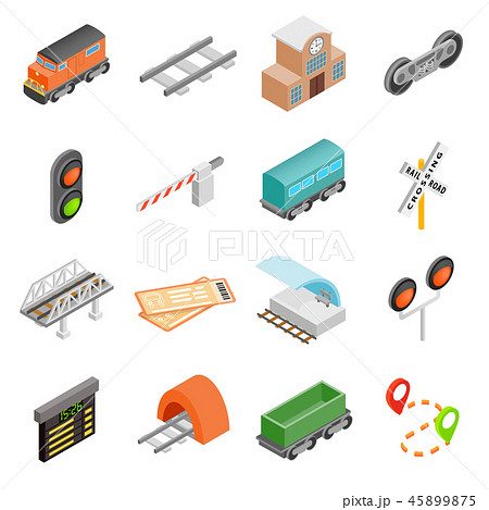 Railroad isometric 3d icons 45899875