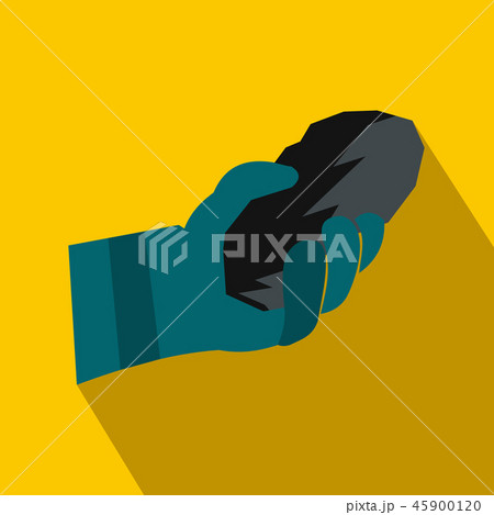 Hand holding a bunch of coal flat icon 45900120
