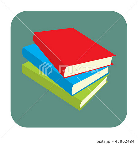 Horizontal stack of colored books flat icon のイラスト素材 [45902434] - PIXTA