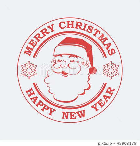 Christmas round red print with Santa Claus and snowflakes, 45903179