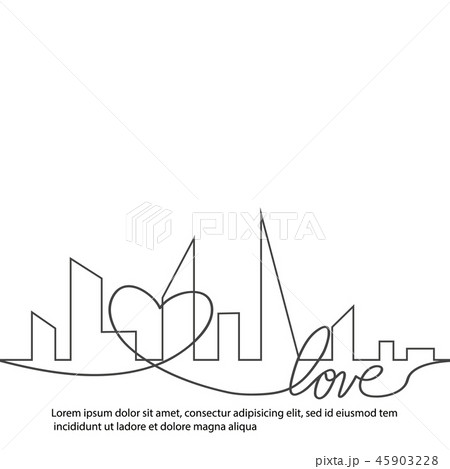 Silhouette of the city and heart and love. Silhouette of the city and heart and love. 45903228