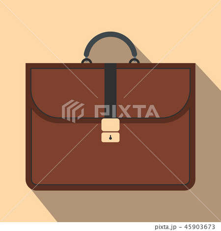 Brown business briefcase flat icon 45903673