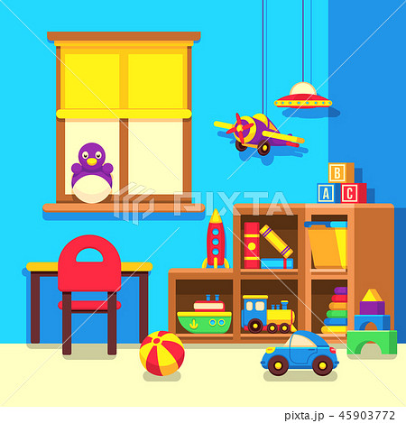 Preschool kindergarten classroom with toys cartoon vector illustration 45903772