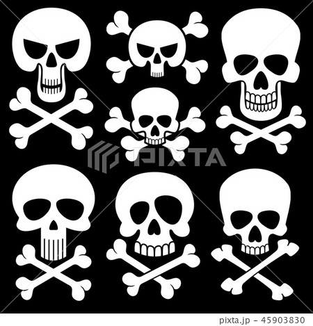 Piracy skull and crossbones vector icons. Death, scary symbols 45903830