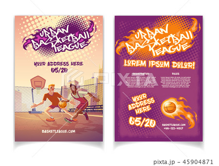 Street basketball tournament cartoon vector poster 45904871