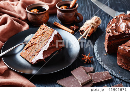 portion of chocolate Cake on a plate portion of chocolate Cake on a plate 45905671