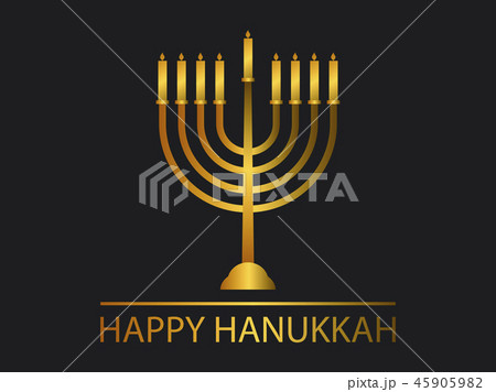 Happy hanukkah. Menorah with nine candles. gold 45905982