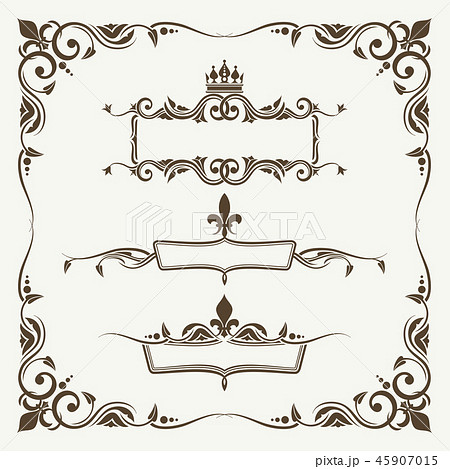 Royal crowns and fleur de lys ornate frames Royal crowns and fleur de lys ornate frames 45907015