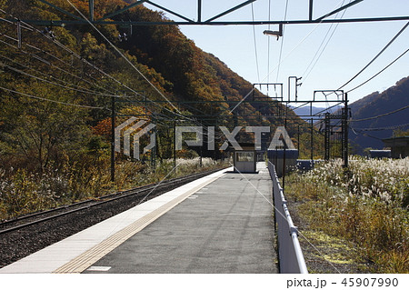 紅葉の上越線 土合駅にて（上りホーム） 45907990