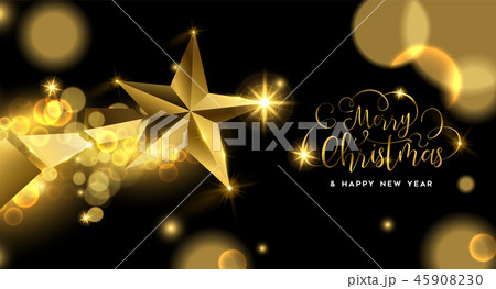 Christmas and New Year gold star greeting card 45908230