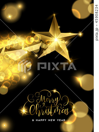 Christmas and New Year gold star greeting card 45908234