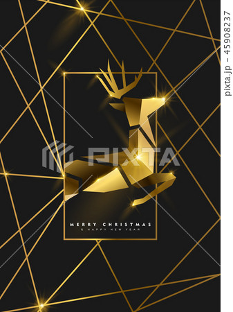 Christmas and New Year gold 3d deer greeting card 45908237