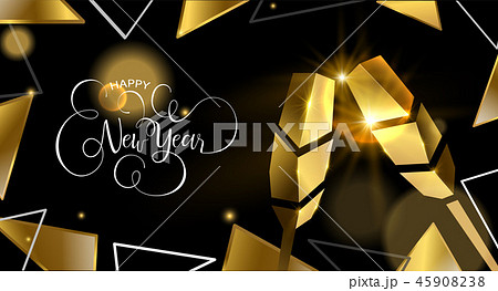 New Year gold party drink 3d toast greeting card 45908238