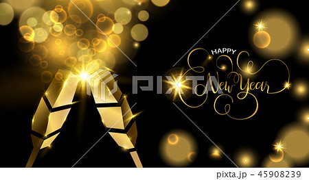 New Year gold party drink 3d toast greeting card New Year gold party drink 3d toast greeting card 45908239