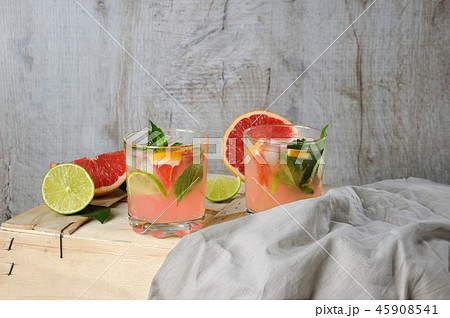 Cocktail of grapefruit and lemon basil 45908541