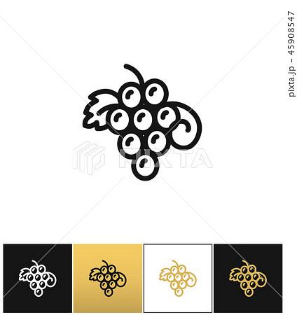 Hanging grapes or vine grape with leaves vector icon 45908547