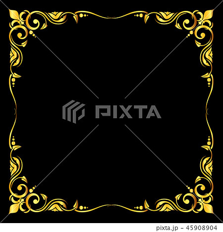 Golden vector ornate royal fleur de lys frame black background Golden vector ornate royal fleur de lys frame black background 45908904