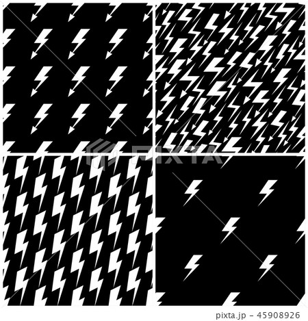 Set of vector lightning seamless patterns in black and white 45908926