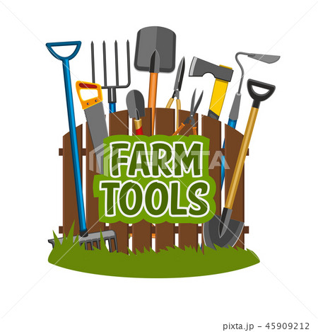 Farm tools and gardening equipment, vector 45909212