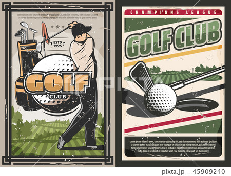 Sport golf club poster with player and game items 45909240