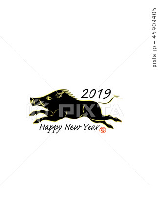 年賀状　2019年　亥年 45909405